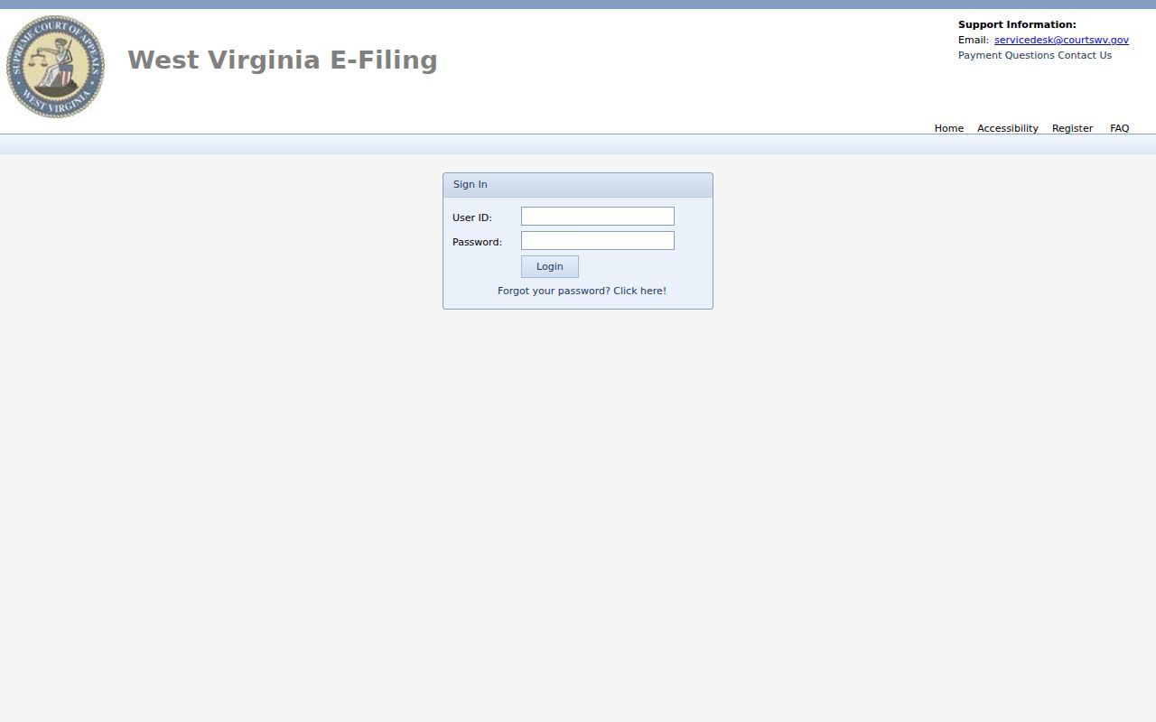 Taylor County court records restricted E-File login screen