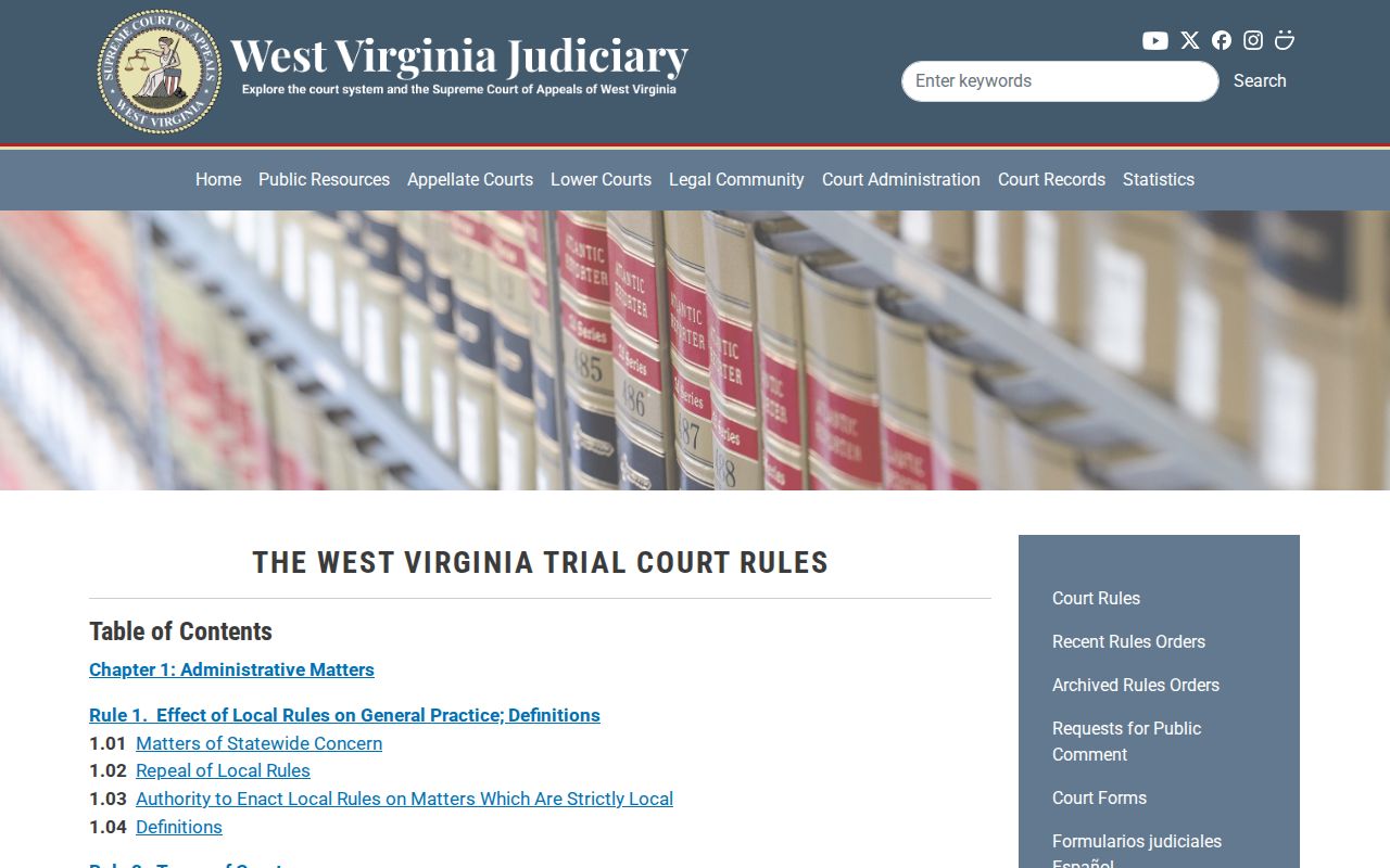 West Virginia Trial Court Rules used for Taylor County calendar rules